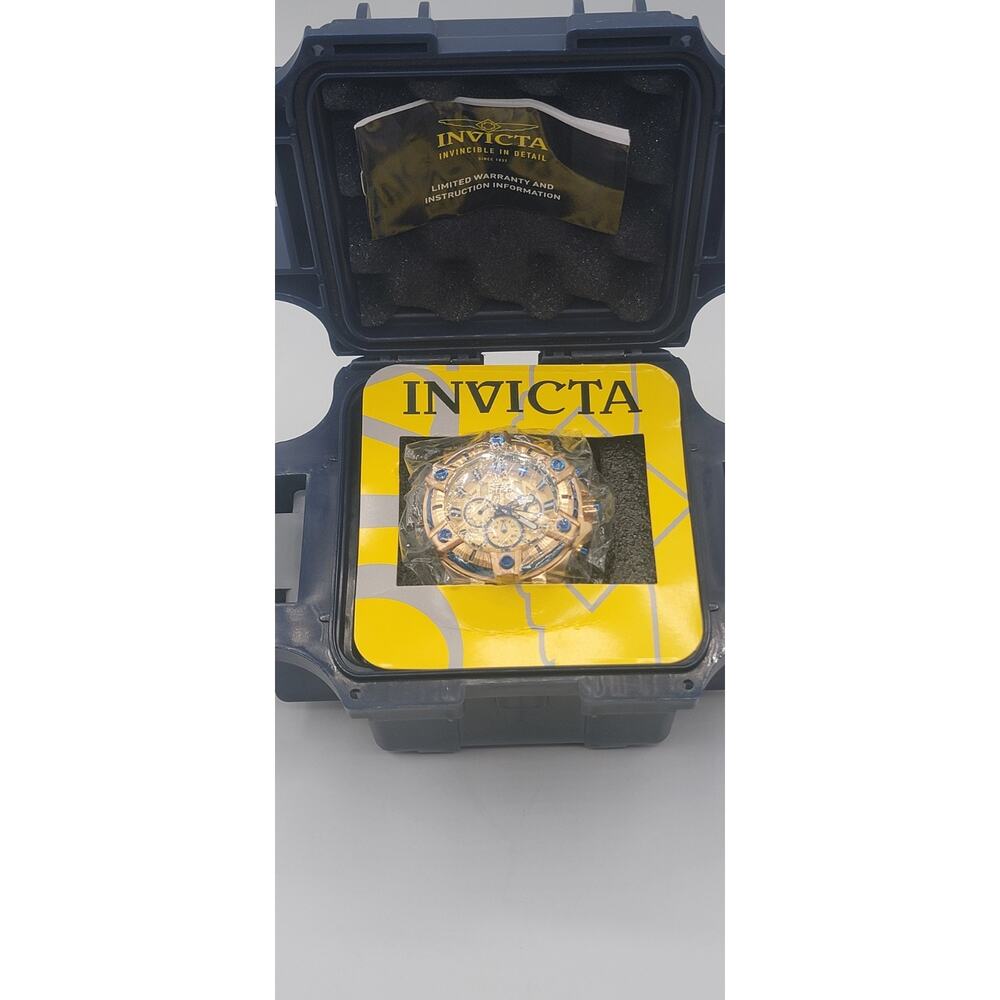 Mens Invicta Bolt Limited Edition 100m WR Gold&Blue Quartz Chronograph Watch.